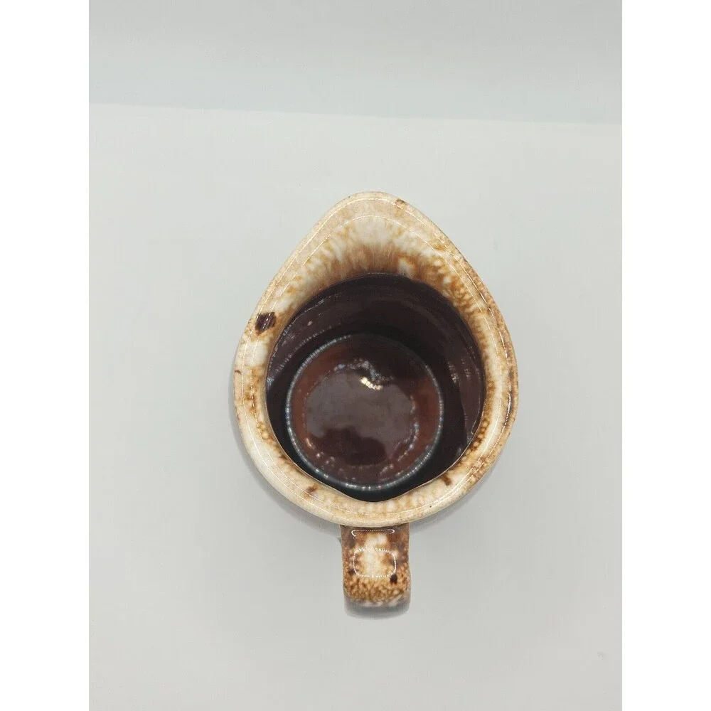 Vintage Hull USA Oven Proof Pottery Brown Drip Glaze Creamer Syrup Pitcher 4.5